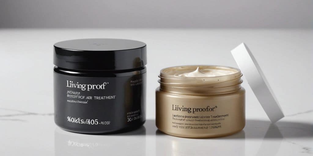 Living Proof Restore Mask Treatment jar on a white surface, ideal for repairing and revitalizing damaged hair.